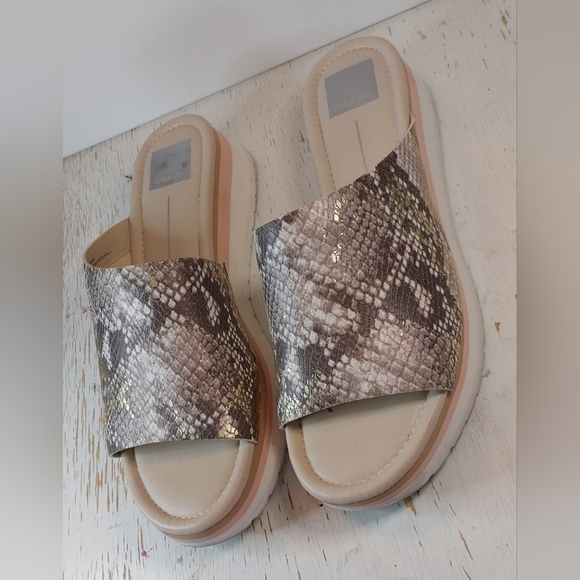 Dolce Vita Milo Snake Print Chunky Platform Slip On Sandals Shoe Size 10 Matte - Picture 7 of 13